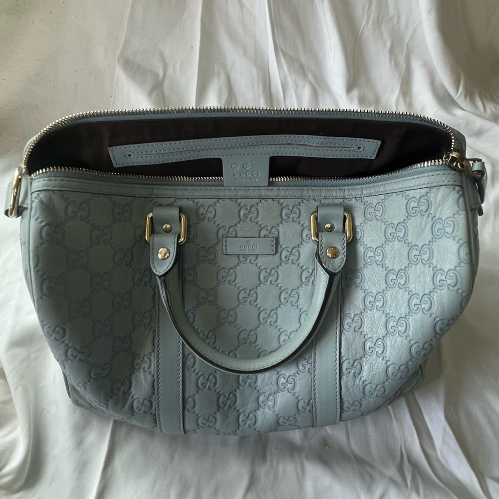 Gucci Guccissima Light Blue Leather Joy Boston Bag - Picture 7 of 8